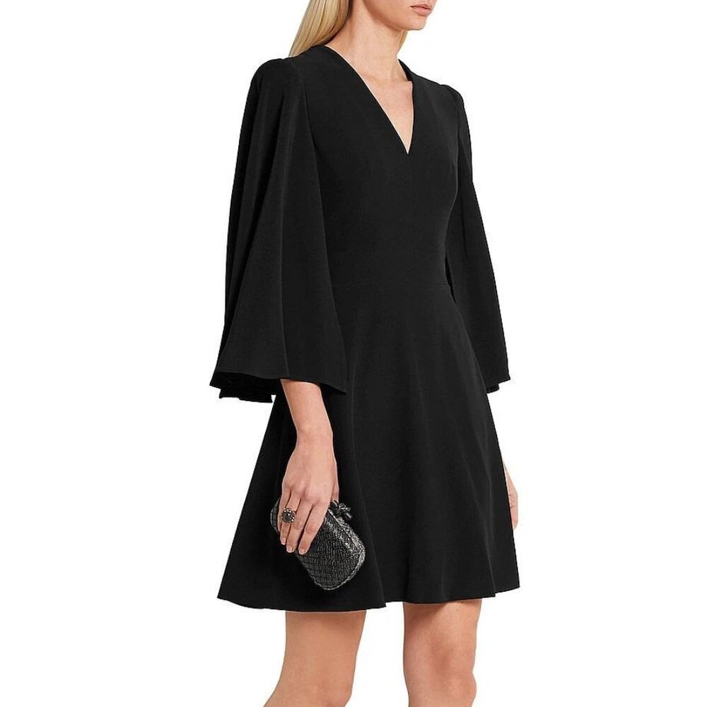 Alexander McQueen Mini Dress with Bell Sleeves, Black, Womens Size 2-4 US / 38